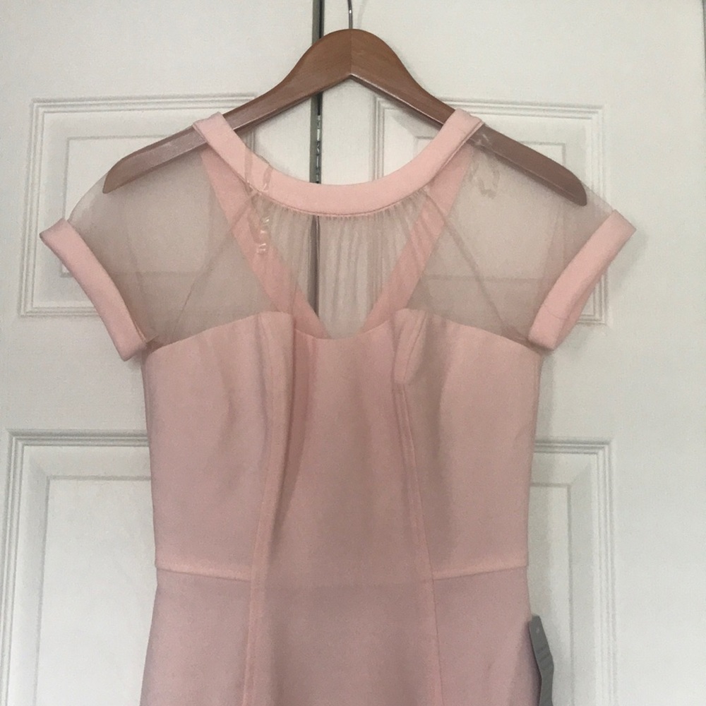 NWT Maggie London Illusion Yoke Crepe Sheath Dress